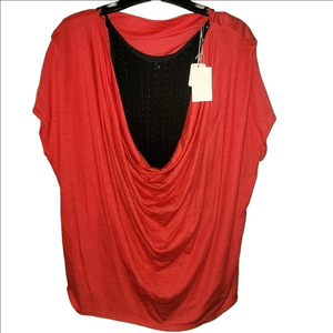 Anthropologie Only Hearts Zela Convertible Lace & Draped Jersey Tank Top S Red